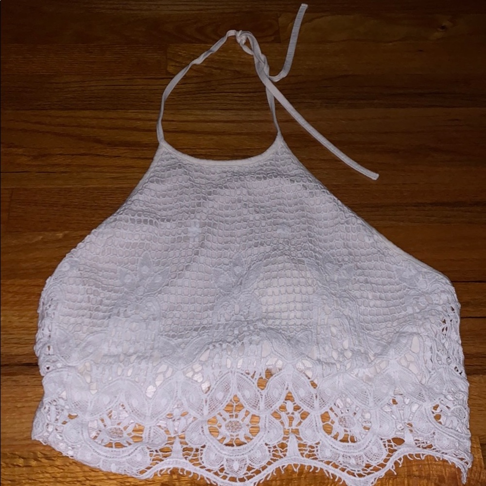 Express White Lace Crop Top